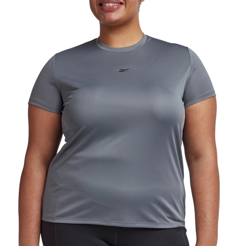 Reebok Women's Gray Crewneck Short Sleeve Performance Train Tech Tee 2xl